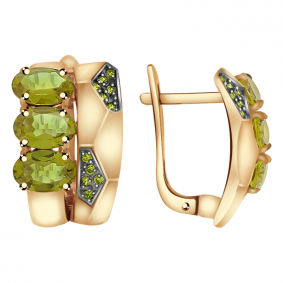 Золотые серьги Александра кл2526а-48ск с фианитом и султанитом кл2526а-48ск фото