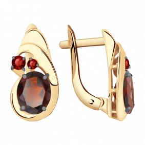 Золотые серьги Александра кл2530а-2ск-к-1 с фианитом и гранатом кл2530а-2ск-к-1 фото