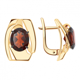 Золотые серьги Александра кл2531а-2ск с гранатом кл2531а-2ск фото