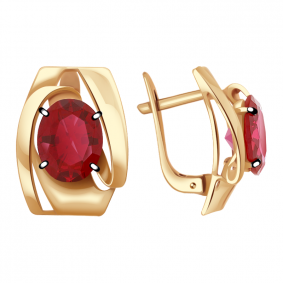 Золотые серьги Александра кл2531а-30ск с рубиновым корундом кл2531а-30ск фото