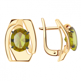 Золотые серьги Александра кл2531а-48ск с султанитом кл2531а-48ск фото