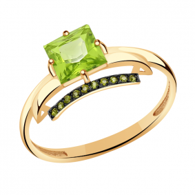 Золотое кольцо Александра кл2532-5ск-са с фианитом и хризолитом кл2532-5ск-са фото