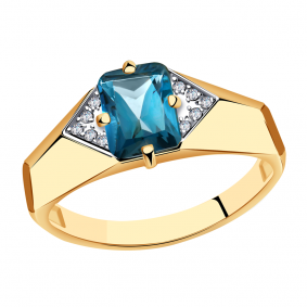 Золотое кольцо Александра кл2534-28ск с фианитом и Лондон топазом кл2534-28ск фото