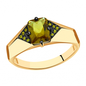 Золотое кольцо Александра кл2534-48ск-са с фианитом и султанитом кл2534-48ск-са фото