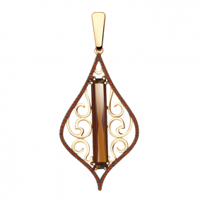 Золотая подвеска Александра с ситаллом цвета Гранат и фианитом кл2538б-34ск кл2538б-34ск фото