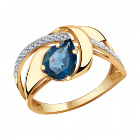 Золотое кольцо Александра кл2539-28ск с фианитом и Лондон топазом кл2539-28ск фото