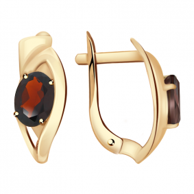 Золотые серьги Александра кл2543а-2ск с гранатом кл2543а-2ск фото