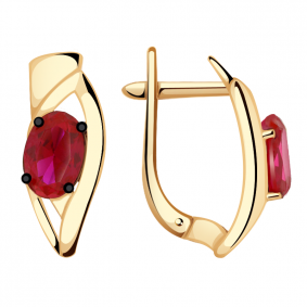 Золотые серьги Александра кл2543а-30ск с рубиновым корундом кл2543а-30ск фото