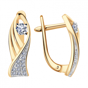 Золотые серьги Александра кл2544аск с фианитом кл2544аск фото