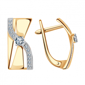 Золотые серьги Александра кл2552аск с фианитом кл2552аск фото