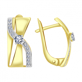 Серьги из лимонного золота Александра кл2552асл с фианитом кл2552асл фото