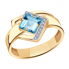 Золотое кольцо Александра кл2554-78ск с топазом и фианитом кл2554-78ск фото
