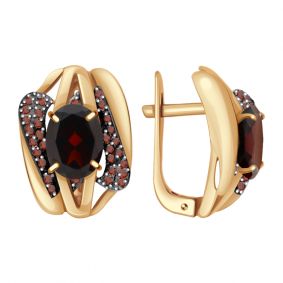 Золотые серьги Александра кл2555а-2ск-к с фианитом и гранатом кл2555а-2ск-к фото