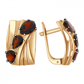 Золотые серьги Александра кл2556а-2ск с гранатом кл2556а-2ск фото