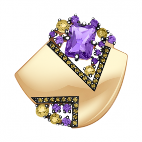 Золотая подвеска Александра кл2557б-3ск с фианитом, аметистом и цитрином кл2557б-3ск фото