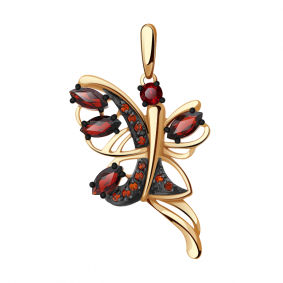 Золотая подвеска Александра кл2559б-2ск с фианитом и гранатом кл2559б-2ск фото