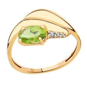 Золотое кольцо Александра кл2561-5ск с фианитом и хризолитом кл2561-5ск фото