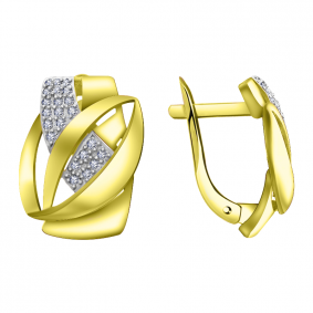 Серьги из лимонного золота Александра кл2563асл с фианитом кл2563асл фото