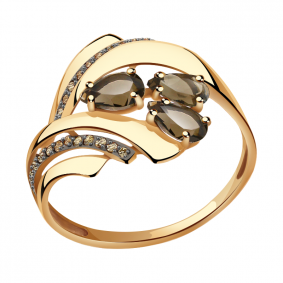 Золотое кольцо Александра кл2564-4ск-ш с фианитом и раухтопазом кл2564-4ск-ш фото