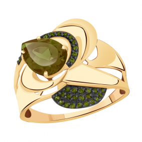 Золотое кольцо Александра кл2566-48ск-ж с фианитом и султанитом кл2566-48ск-ж фото