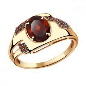 Золотое кольцо Александра кл2568-2ск-к с фианитом и гранатом кл2568-2ск-к фото