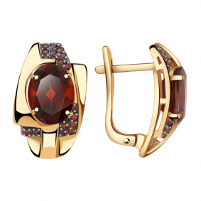 Золотые серьги Александра кл2568а-2ск-к с фианитом и гранатом кл2568а-2ск-к фото