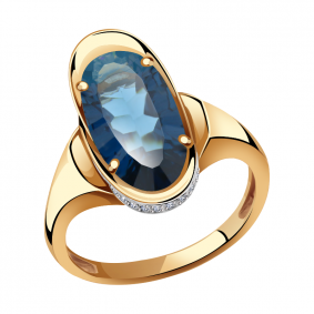 Золотое кольцо Александра кл2569-58ск с фианитом и Лондон топазом кл2569-58ск фото