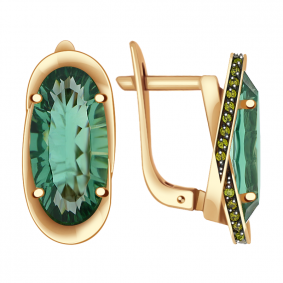 Золотые серьги Александра кл2569а-13ск-са с фианитом и кварцем кл2569а-13ск-са фото