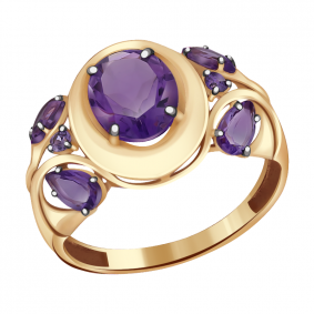 Золотое кольцо Александра кл2570-3ск-си с фианитом и аметистом кл2570-3ск-си фото