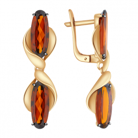 Золотые серьги Александра кл2574а-34ск с гранатом кл2574а-34ск фото