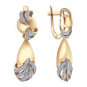 Золотые серьги Александра кл2575аск с фианитом кл2575аск фото