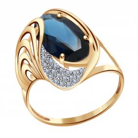 Золотое кольцо Александра кл2589-58ск с фианитом и Лондон топазом кл2589-58ск фото