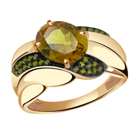 Золотое кольцо Александра кл2592-48ск-са с фианитом и султанитом кл2592-48ск-са фото