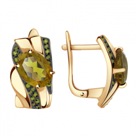 Золотые серьги Александра кл2592а-48ск-са с фианитом и султанитом кл2592а-48ск-са фото