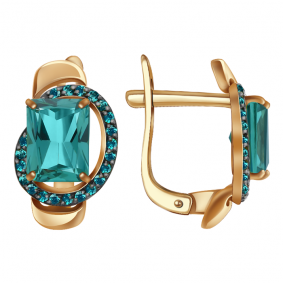 Золотые серьги Александра кл2596а-64ск-з с фианитом и Параиба кл2596а-64ск-з фото