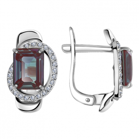 Серьги из белого золота Александра кл2596асб с бриллиантом и александритом кл2596асб фото