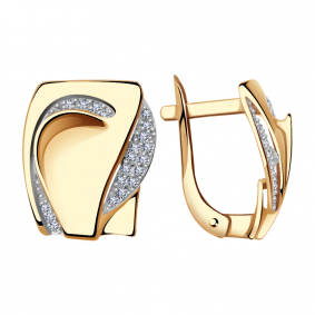 Золотые серьги Александра кл2606аск с фианитом кл2606аск фото