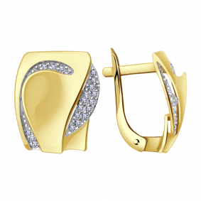 Серьги из лимонного золота Александра кл2606асл с фианитом кл2606асл фото