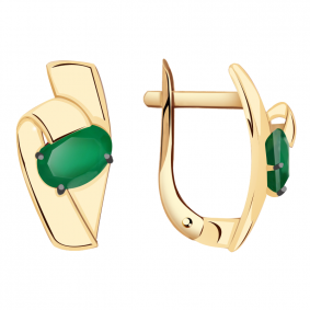 Золотые серьги Александра кл2611а-12ск с агатом кл2611а-12ск фото