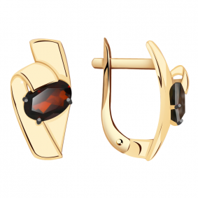 Золотые серьги Александра кл2611а-2ск с гранатом кл2611а-2ск фото