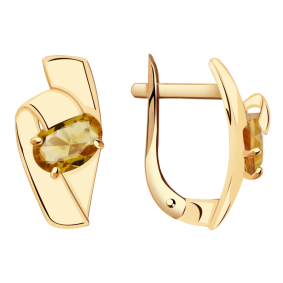 Золотые серьги Александра кл2611а-6ск с цитрином кл2611а-6ск фото