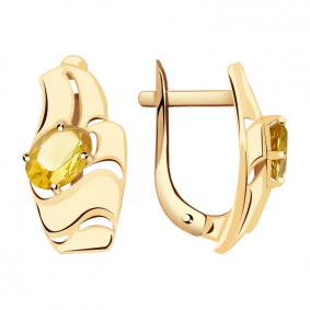 Золотые серьги Александра кл2617а-6ск с цитрином кл2617а-6ск фото