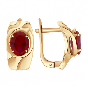 Золотые серьги Александра кл2619а-30ск с рубиновым корундом кл2619а-30ск фото