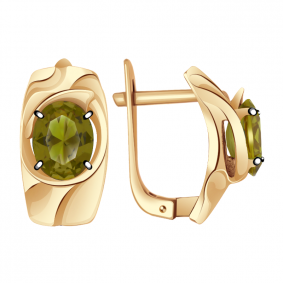 Золотые серьги Александра кл2619а-48ск с султанитом кл2619а-48ск фото