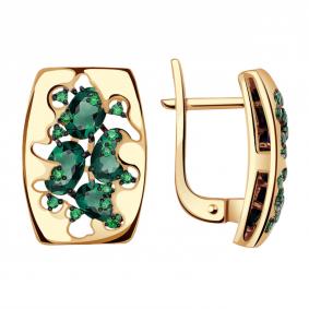 Золотые серьги Александра кл2624а-26ск-з с фианитом и турмалином кл2624а-26ск-з фото