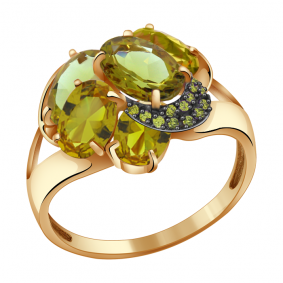 Золотое кольцо Александра кл2628-48ск-са с фианитом и султанитом кл2628-48ск-са фото