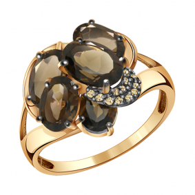 Золотое кольцо Александра кл2628-4ск-ш с фианитом и раухтопазом кл2628-4ск-ш фото
