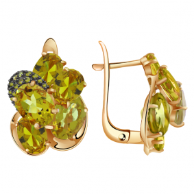 Золотые серьги Александра кл2628а-48ск-са с фианитом и султанитом кл2628а-48ск-са фото