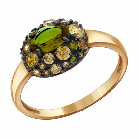 Золотое кольцо Александра кл2629-48ск-саш с фианитом и султанитом кл2629-48ск-саш фото