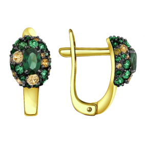 Серьги из лимонного золота Александра кл2629а-26сл-зш с фианитом и турмалином кл2629а-26сл-зш фото